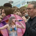 Keir Starmer says he went to see Taylor Swift in concert and his favourite song is 'Change'. Credit: ODN/ Inset: Taylor Swift performs at Wembley Stadium on June 21, 2024 Picture: Gareth Cattermole/Getty Images