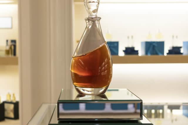 Halston’s iconic teardrop perfume bottle was designed by frequent collaborator Elsa Peretti.