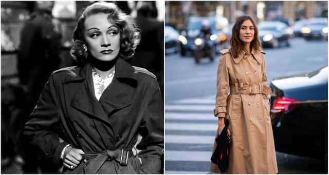 Simple, sleek, stylish: Marlene Dietrich and Alexa Chung working a ladies’ trench