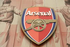 A general view of the Arsenal club crest (Photo by Michael Regan/Getty Images)