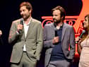 The Duffer brothers at an event to promote Stranger Things season 4