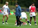 England head coach Eddie Jones looks on during the England captain's run at Pennyhill Park, Bagshot yesterday