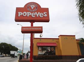 A Popeyes restaurant is seen on February 21, 2017 in Miami, Florida. 