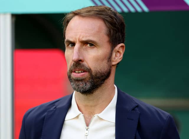 Gareth Southgate, Head Coach of England, is seen prior to the FIFA World Cup Qatar 2022 Group B match between England and IR Iran  (Photo by Clive Brunskill/Getty Images)