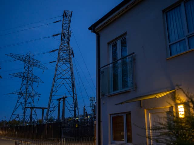 Insulators on an electricity sub station are seen near homes on October 19, 2022 in Manchester, England. The British utility company, National Grid,  have said that UK households may face power cuts this winter for up to three hours at a time, if gas supplies run low. The UK relies heavily on gas to produce electricity, and gas supplies to Europe have been severely disrupted by the fallout from Russia's invasion of Ukraine. (Photo by Christopher Furlong/Getty Images)