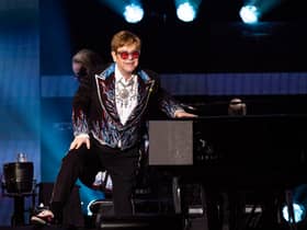 Sir Elton John performs onstage during the Farewell Yellow Brick Road tour at Dodger Stadium on November 17, 2022 in Los Angeles, California. (Photo by Scott Dudelson/Getty Images)