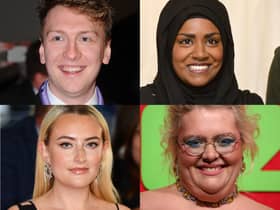 Joe Lycett, Nadiya Hussain, Amelia Dilmoldenberg and Jayde Adams are among the favourites to host Bake Off 2023. Pics: Getty Images.