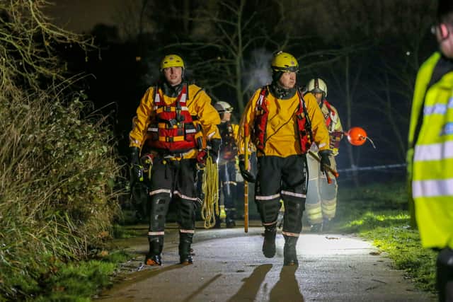Emergency crews at Babbs Mill Lake.