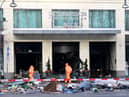 Berlin’s AquaDom aquarium containing 1,500 tropical fish bursts causing major flooding on nearby streets.