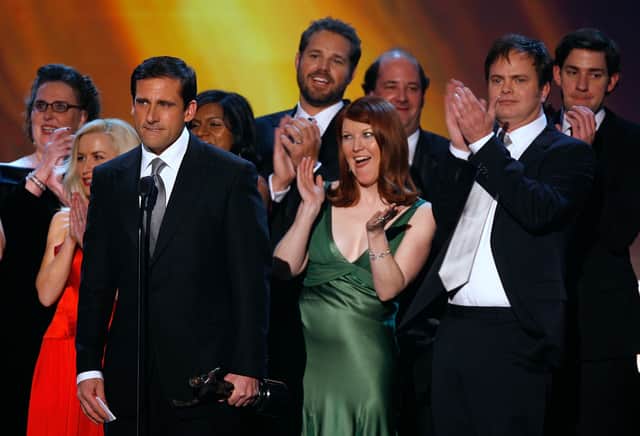 The cast of "The Office" accepts the Outstanding Ensemble in a Comedy Series onstage at the 13th Annual Screen Actor Guild Awards