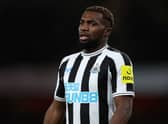 Allan Saint-Maximin of Newcastle United looks on during the Premier League match between Arsenal FC and Newcastle United at Emirates Stadium on January 03, 2023 in London, England.
