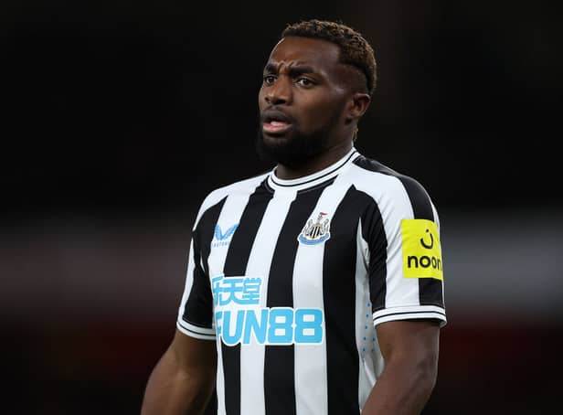 <p>Allan Saint-Maximin of Newcastle United looks on during the Premier League match between Arsenal FC and Newcastle United at Emirates Stadium on January 03, 2023 in London, England.</p>