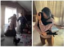 The moment Amanda Appleyard was reunited with her pet cat was caught on the family’s security cameras