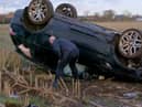 The car which was stolen and crashed after being driven at 120mp (Photo: SWNS)