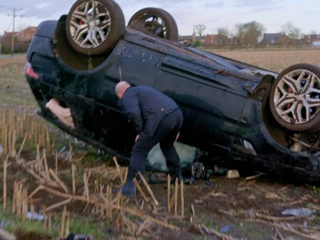 The car which was stolen and crashed after being driven at 120mp (Photo: SWNS)