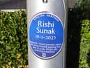 The 'blue plaque' commemorating Rishi Sunak's Fixed Penalty on Squires Gate Lane, Blackpool.