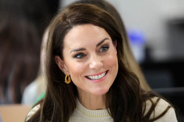 The Princess of Wales reacts as she meets with students and staff on the Childhood Studies course, during a visit to the University of Leeds.