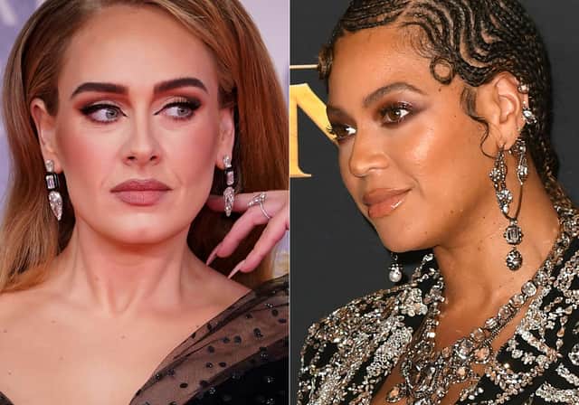 Beyonce (right) leads this year’s pack of Grammy nominees with nine chances at gold, ahead of rapper Kendrick Lamar coming in at eight, and balladeers Adele (left) and Brandi Carlile scoring seven each.