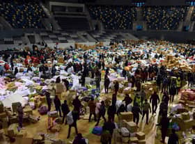 Azerbaijanis collect humanitarian aid to help those affected by Monday's massive 7.8-magnitude earthquake that struck Turkey and Syria