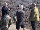 Bill Bailey was spotted filming a mystery show in a sunny seaside town. 