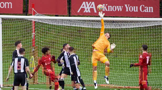 Newcastle United young goalkeeper Max Thompson. (Photo by Nick Taylor/Liverpool FC/Liverpool FC via Getty Images)