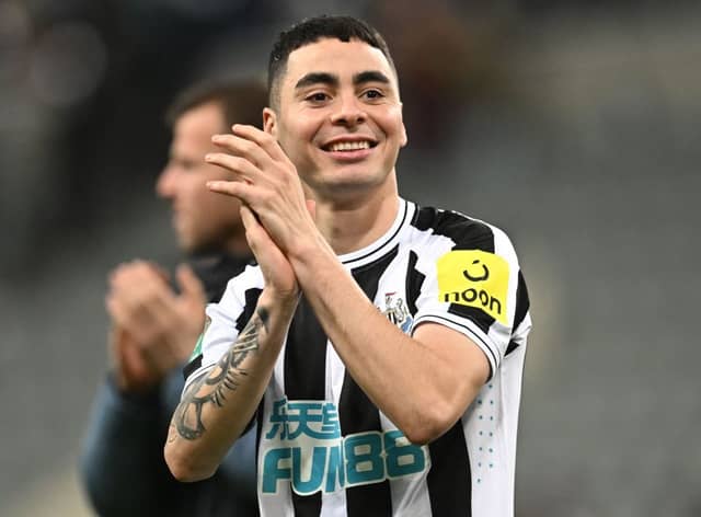 Newcastle United winger Miguel Almiron.  (Photo by PAUL ELLIS/AFP via Getty Images)
