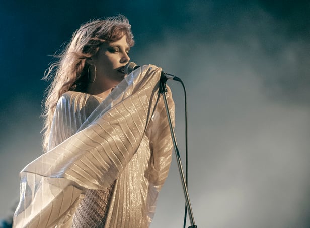 <p>Riley Keough as Daisy Jones in Daisy Jones & The Six, performing in a style reminiscent of Stevie Nicks (Credit: Lacey Terrell/Prime Video)</p>