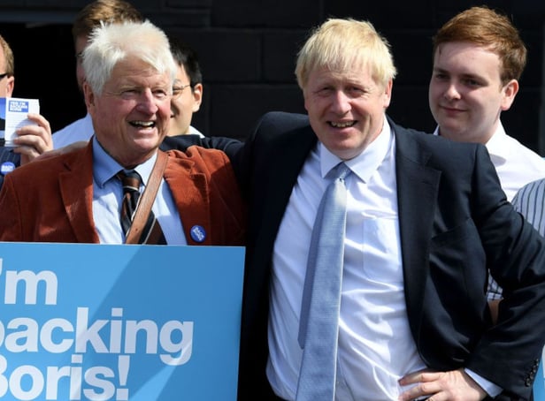 <p>Boris Johnson and his father Stanley</p>