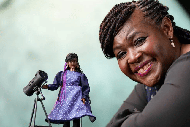 Dr Maggie Aderin-Pocock with her Barbie doll (Photo: Mattel/ Michael Bowles)