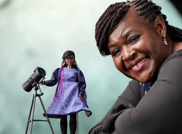 <p>Dr Maggie Aderin-Pocock with her Barbie doll (Photo: Mattel/ Michael Bowles)</p>