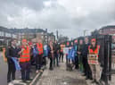 Junior doctors forming a picket line outside St George’s hospital on Monday (March 13) in London. Photo by Lynn Rusk 