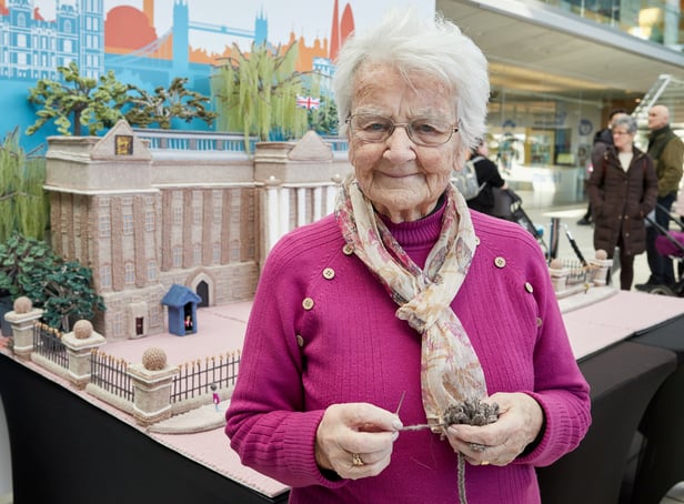 <p>A 93-year-old great-great-gran who has a British Empire Medal (BEM) for her knitting has since created a massive 6ft Buckingham Palace out of wool.</p>