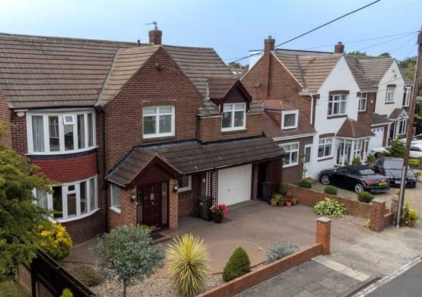 The property is on Woodlands View, Cleadon