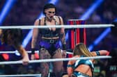 Rhea Ripley looks on during the WWE Royal Rumble at the Alamodome on January 28, 2023