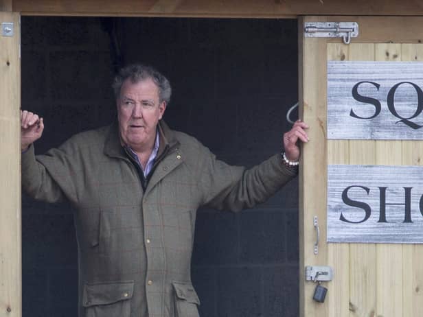 Jeremy Clarkson outside his Diddly Squat farm shop in Chipping Norton, Oxfordshire. 