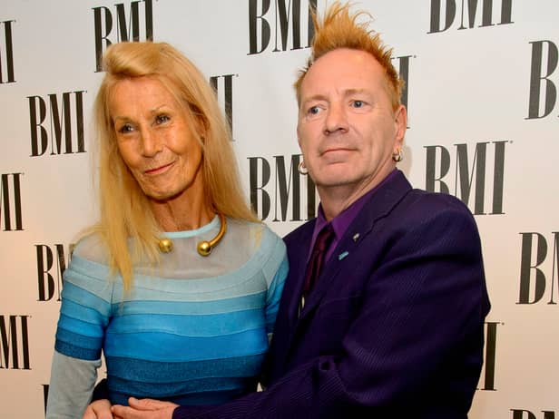Nora Forster and John Lydon attend the BMI Awards at The Dorchester on October 15, 2013 in London, England.  (Photo by Ben A. Pruchnie/Getty Images)