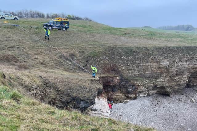 Rescue teams were called to the cliffs at Whitburn on Easter Sunday. Photo: South Shields Volunteer Life Brigade. 