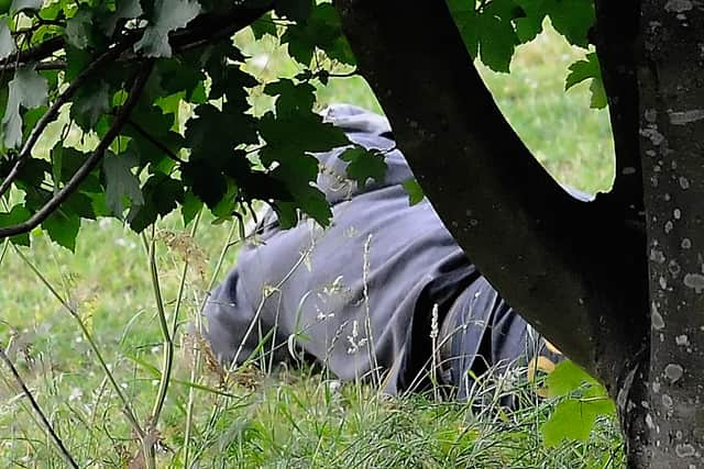  JULY 09:  A man fitting the description of fugitive gunman Raoul Moat is seen as Police negotiate with him on July 9, 2010 in Rothbury, England.