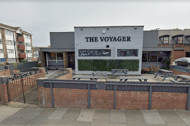 A man was spotted carrying a large TV out of The Voyager pub on Anderson Street. 