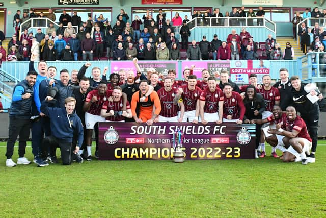 South Shields celebrate their Northern Premier League title win (photo Kevin Wilson)