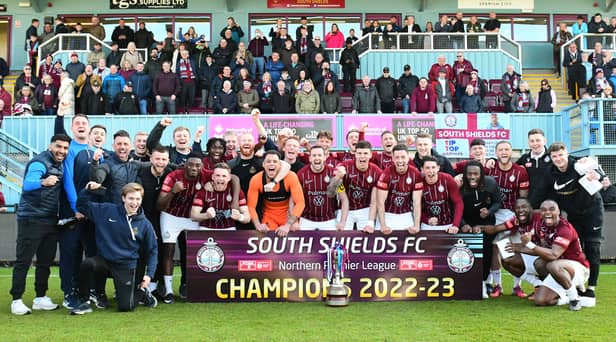 South Shields celebrate their Northern Premier League title win (photo Kevin Wilson)
