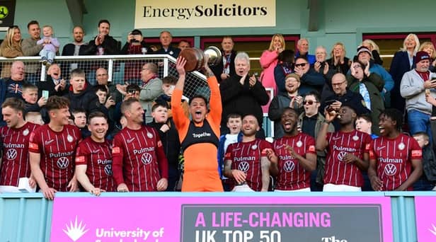 South Shields celebrate their Northern Premier League title win (photo Kevin Wilson)