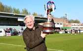 Geoff Thompson celebrates South Shields’ Northern Premier League title win (photo Kevin Wilson)