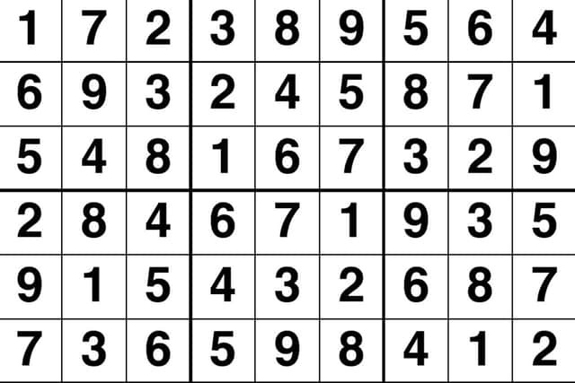Last week's sudoku puzzle solution
