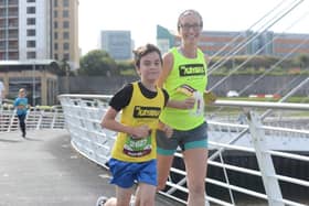 Susan running with son Logan