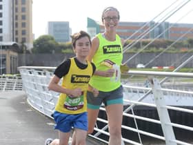 Susan running with son Logan