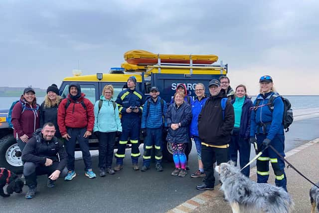 Volunteers walking the 32-mile walk