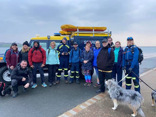 Volunteers walking the 32-mile walk