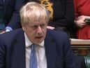 Prime Minister Boris Johnson delivers a statement to MPs in the House of Commons on the Sue Gray report (PA)