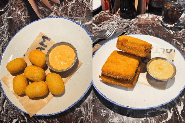 The crocchette di patate (left) and mozzarella in carrozza.